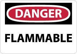 NMC - Danger - Flammable, Plastic Fire Sign - 10" Wide x 7" High - USA Tool & Supply