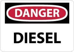 NMC - "Danger - Diesel", 7" Long x 10" Wide, Rigid Plastic Safety Sign - Rectangle, 0.05" Thick, Use for Hazardous Materials - USA Tool & Supply
