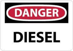 NMC - "Danger - Diesel", 7" Long x 10" Wide, Rigid Plastic Safety Sign - Rectangle, 0.05" Thick, Use for Hazardous Materials - USA Tool & Supply