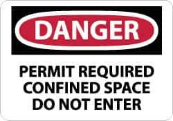 NMC - "Danger - Permit Required - Confined Space - Do Not Enter", 10" Long x 14" Wide, Aluminum Safety Sign - Rectangle, 0.04" Thick, Use for Accident Prevention - USA Tool & Supply