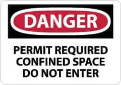 NMC - "Danger - Permit Required - Confined Space - Do Not Enter", 10" Long x 14" Wide, Aluminum Safety Sign - Rectangle, 0.04" Thick, Use for Accident Prevention - USA Tool & Supply