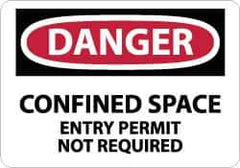 NMC - "Danger - Confined Space - Entry Permit Not Required", 10" Long x 14" Wide, Pressure-Sensitive Vinyl Safety Sign - Rectangle, 0.004" Thick, Use for Accident Prevention - USA Tool & Supply