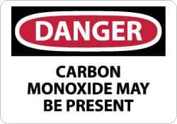 NMC - "Danger - Carbon Monoxide May Be Present", 7" Long x 10" Wide, Rigid Plastic Safety Sign - Rectangle, 0.05" Thick, Use for Hazardous Materials - USA Tool & Supply