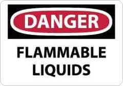 NMC - "Danger - Flammable Liquids", 7" Long x 10" Wide, Pressure-Sensitive Vinyl Safety Sign - Rectangle, 0.004" Thick, Use for Hazardous Materials - USA Tool & Supply
