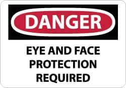 NMC - "Danger - Eye and Face Protection Required", 10" Long x 14" Wide, Pressure-Sensitive Vinyl Safety Sign - Rectangle, 0.004" Thick, Use for Accident Prevention - USA Tool & Supply