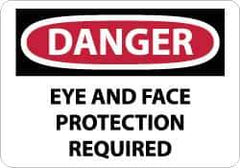 NMC - "Danger - Eye and Face Protection Required", 10" Long x 14" Wide, Pressure-Sensitive Vinyl Safety Sign - Rectangle, 0.004" Thick, Use for Accident Prevention - USA Tool & Supply