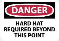 NMC - "Danger - Hard Hat Required Beyond This Point", 10" Long x 14" Wide, Aluminum Safety Sign - Rectangle, 0.04" Thick, Use for Accident Prevention - USA Tool & Supply