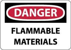 NMC - "Danger - Flammable Materials", 7" Long x 10" Wide, Rigid Plastic Safety Sign - Rectangle, 0.05" Thick, Use for Hazardous Materials - USA Tool & Supply