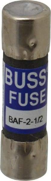 Cooper Bussmann - 250 VAC, 2.5 Amp, Fast-Acting General Purpose Fuse - Fuse Holder Mount, 1-1/2" OAL, 10 at 125 V kA Rating, 13/32" Diam - USA Tool & Supply