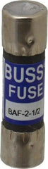 Cooper Bussmann - 250 VAC, 2.5 Amp, Fast-Acting General Purpose Fuse - Fuse Holder Mount, 1-1/2" OAL, 10 at 125 V kA Rating, 13/32" Diam - USA Tool & Supply