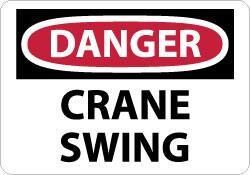 NMC - "Danger - Crane Swing", 10" Long x 14" Wide, Rigid Plastic Safety Sign - Rectangle, 0.05" Thick, Use for Accident Prevention - USA Tool & Supply