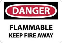 NMC - Danger - Flammable - Keep Fire Away, Pressure Sensitive Vinyl Fire Sign - 14" Wide x 10" High - USA Tool & Supply