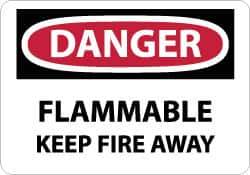 NMC - Danger - Flammable - Keep Fire Away, Plastic Fire Sign - 10" Wide x 7" High - USA Tool & Supply