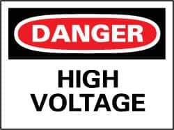 NMC - "Danger - High Voltage", 14" Long x 20" Wide, Pressure-Sensitive Vinyl Safety Sign - Rectangle, 0.004" Thick, Use for Accident Prevention - USA Tool & Supply