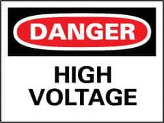 NMC - "Danger - High Voltage", 14" Long x 20" Wide, Rigid Plastic Safety Sign - Rectangle, 0.05" Thick, Use for Accident Prevention - USA Tool & Supply