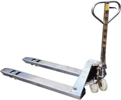 Vestil - 5,500 Lb Capacity, 7-3/4" Lift Stainless Steel Pallet Truck - 2-7/8" Min Lift Height, 48" Fork Length x 27" Fork Width, 27" Overall Width - USA Tool & Supply