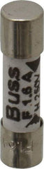 Cooper Bussmann - 250 VAC, 32 VDC, 1.6 Amp, Fast-Acting Miniature Ceramic Fuse - 20mm OAL, 5mm Diam - USA Tool & Supply