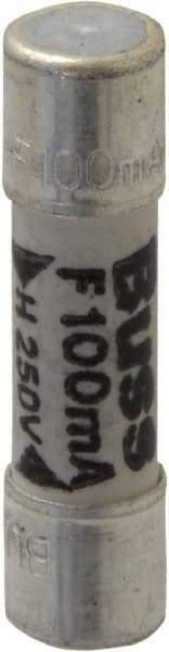 Cooper Bussmann - 250 VAC, 32 VDC, 0.1 Amp, Fast-Acting Miniature Ceramic Fuse - 20mm OAL, 5mm Diam - USA Tool & Supply