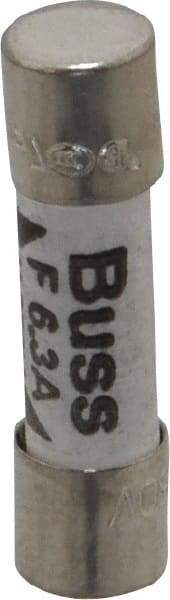 Cooper Bussmann - 250 VAC, 32 VDC, 6.3 Amp, Fast-Acting Miniature Ceramic Fuse - 20mm OAL, 5mm Diam - USA Tool & Supply