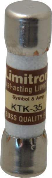 Cooper Bussmann - 600 VAC, 35 Amp, Fast-Acting General Purpose Fuse - Fuse Holder Mount, 1-1/2" OAL, 100 at AC kA Rating, 13/32" Diam - USA Tool & Supply
