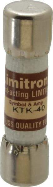 Cooper Bussmann - 600 VAC, 40 Amp, Fast-Acting General Purpose Fuse - Fuse Holder Mount, 1-1/2" OAL, 100 at AC kA Rating, 13/32" Diam - USA Tool & Supply