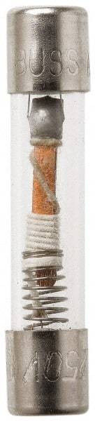 Cooper Bussmann - 250 VAC, 32 VDC, 1 Amp, Time Delay Miniature Glass Fuse - 1-1/4" OAL, 1/4" Diam - USA Tool & Supply