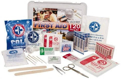 Medique - 120 Piece, Multipurpose/Auto/Travel First Aid Kit - 10" Wide x 3-1/2" Deep x 7-1/2" High, Plastic Case - USA Tool & Supply