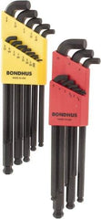 Bondhus - 22 Piece L-Key Ball End Hex Key Set - Hex Range 0.05 to 3/8", Protanium Up to reg/ Over Steel - USA Tool & Supply