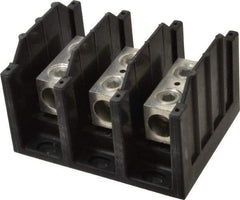 Cooper Bussmann - 3 Poles, 310 Amp, 350 kcmil-6 AWG (Cu/Al) Primary, 350 kcmil-6 AWG (Cu/Al) Secondary, Thermoplastic Power Distribution Block - 600 VAC/VDC, 1 Primary Connection, 5.2 Inch Long x 3.32 Inch Deep x 4 Inch High - USA Tool & Supply