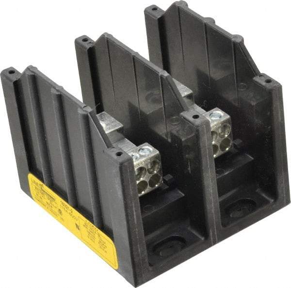 Cooper Bussmann - 2 Poles, 175 Amp, 8-2/0 AWG (Al), 14-2/0 AWG (Cu) Primary, 4-14 AWG (Cu), 4-8 AWG (Al) Secondary, Thermoplastic Power Distribution Block - 600 VAC/VDC, 1 Primary Connection, 3.58 Inch Long x 3.32 Inch Deep x 4 Inch High - USA Tool & Supply