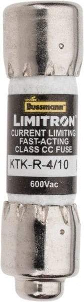 Cooper Bussmann - 600 VAC, 0.4 Amp, Fast-Acting General Purpose Fuse - Fuse Holder Mount, 1-1/2" OAL, 200 at AC (RMS) kA Rating, 13/32" Diam - USA Tool & Supply