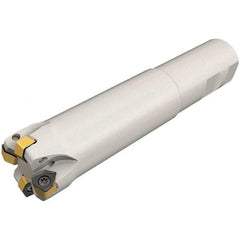 Iscar - 1-1/4" Cut Diam, 0.043" Max Depth, 1-1/4" Shank Diam, Weldon Shank Indexable High-Feed End Mill - Screw Holding Method, H600 WXCU 05 Insert, FF EWX-05 Toolholder, Through Coolant - USA Tool & Supply