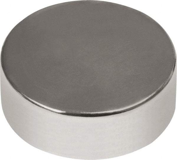 Mag-Mate - 3/4" Diam x 1/4" High Neodymium Rare Earth Magnet - 10.7 Lb Max Capacity, 180°F Max, Nickel Plated - USA Tool & Supply