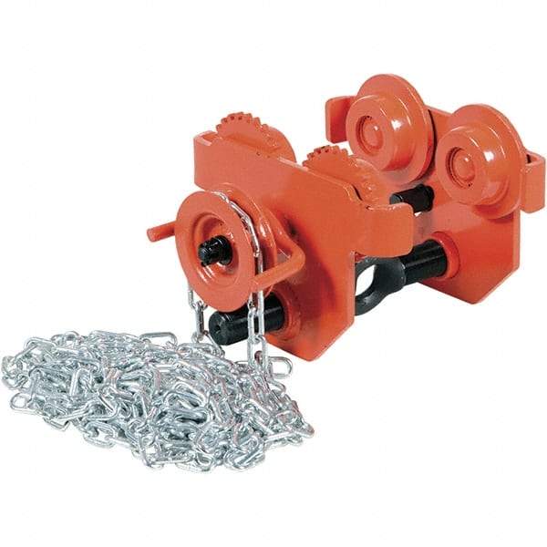Vestil - 1 Ton Capacity Low Profile Manual Trolley - 2-1/2" to 5-1/2" Flange Width - USA Tool & Supply