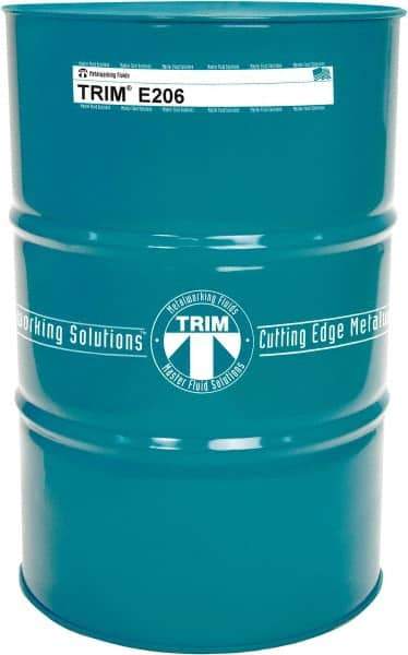 Master Fluid Solutions - TRIM E206, 54 Gal Drum Cutting & Grinding Fluid - Water Soluble, For Gear Hobbing, Heavy-Duty Broaching, High Speed Turning - USA Tool & Supply