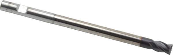 Niagara Cutter - 3/8", 4 Flute, Single End, Solid Carbide, 0.02" Corner Radius End Mill - 6" OAL, Right Hand Flute, 1/2" LOC, Right Hand Cut, 4-1/8" Extended Reach - USA Tool & Supply