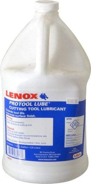 Lenox - Protool Lube, 1 Gal Bottle Sawing Fluid - Synthetic, For Cutting, Drilling, Milling, Reaming, Tapping - USA Tool & Supply