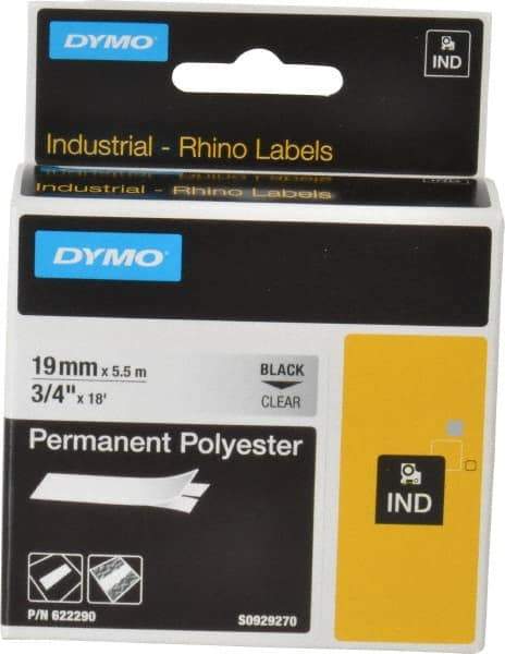 Dymo - 216" Long, Clear Permanent Polyester Tape Permanent Polyester Tape - For RHINO 5000, 5200, 6000, 6500 - USA Tool & Supply