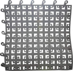 Wearwell - 18" Long x 18" Wide x 7/8" Thick, Anti-Fatigue Modular Matting Soft Open Grid - Male & Female, 4 Interlocking Sides, Charcoal, For Dry & Wet Areas, Series 564 - USA Tool & Supply