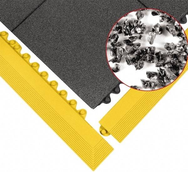 Wearwell - 3' Long x 3' Wide x 5/8" Thick, Anti-Fatigue Modular Matting Tiles - Male & Female, 4 Interlocking Sides, Black, For Dry & Wet Areas, Series 574 - USA Tool & Supply