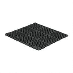 Wearwell - 3' Long x 3' Wide x 5/8" Thick, Anti-Fatigue Modular Matting Tiles - Black, For Dry & Wet Areas, Series 572 - USA Tool & Supply