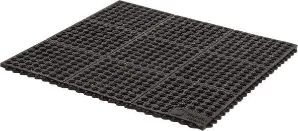 Wearwell - 3' Long x 3' Wide x 5/8" Thick, Anti-Fatigue Modular Matting Tiles - Black, For Dry & Wet Areas, Series 576 - USA Tool & Supply