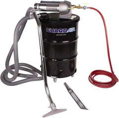 Guardair - 55 Gal Steel Tank, Air Powered Pneumatic Canister Wet/Dry Vacuum - 20' Hose Fitting, Cartridge Filter, Accessories Included - USA Tool & Supply