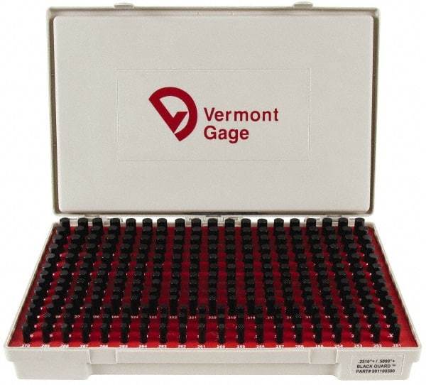 Vermont Gage - 250 Piece, 0.251-0.5 Inch Diameter Plug and Pin Gage Set - Plus 0.0002 Inch Tolerance, Class ZZ - USA Tool & Supply