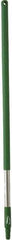 Vikan - 39-1/2 x 1-1/4" Stainless Steel Squeegee Handle - European Threaded Connection, Green - USA Tool & Supply