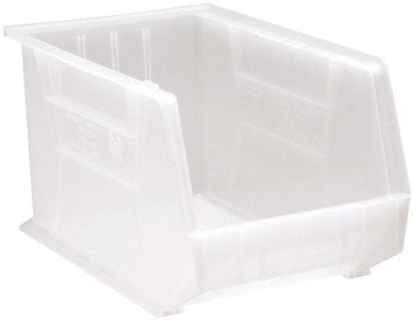 Quantum Storage - 75 Lb. Load Capacity, 18" Deep, Clear Polypropylene Hopper Stacking Bin - 10" High x 11" Wide x 18" Long - USA Tool & Supply