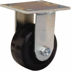 Hamilton - 4" Diam x 2" Wide x 5-5/8" OAH Top Plate Mount Rigid Caster - Phenolic, 800 Lb Capacity, Straight Roller Bearing, 4 x 4-1/2" Plate - USA Tool & Supply