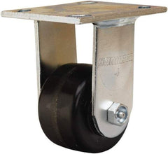 Hamilton - 3-1/4" Diam x 2" Wide x 5-1/4" OAH Top Plate Mount Rigid Caster - Phenolic, 700 Lb Capacity, Straight Roller Bearing, 4 x 4-1/2" Plate - USA Tool & Supply