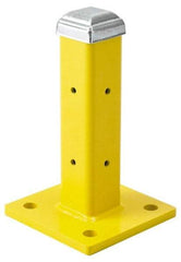 Steel King - Single 12 Inch High Corner and Center Steel Guard Rail Mount Post - Yellow, For Use with Steel King Railing - USA Tool & Supply