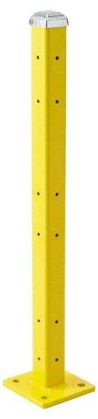 Steel King - Triple 42 Inch High Corner and Center Steel Guard Rail Mount Post - Yellow, For Use with Steel King Railing - USA Tool & Supply